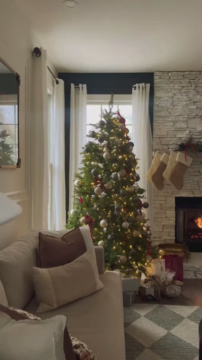 7.5' Yorkshire Fir Artificial Christmas Tree with 600 Warm White LED Lights